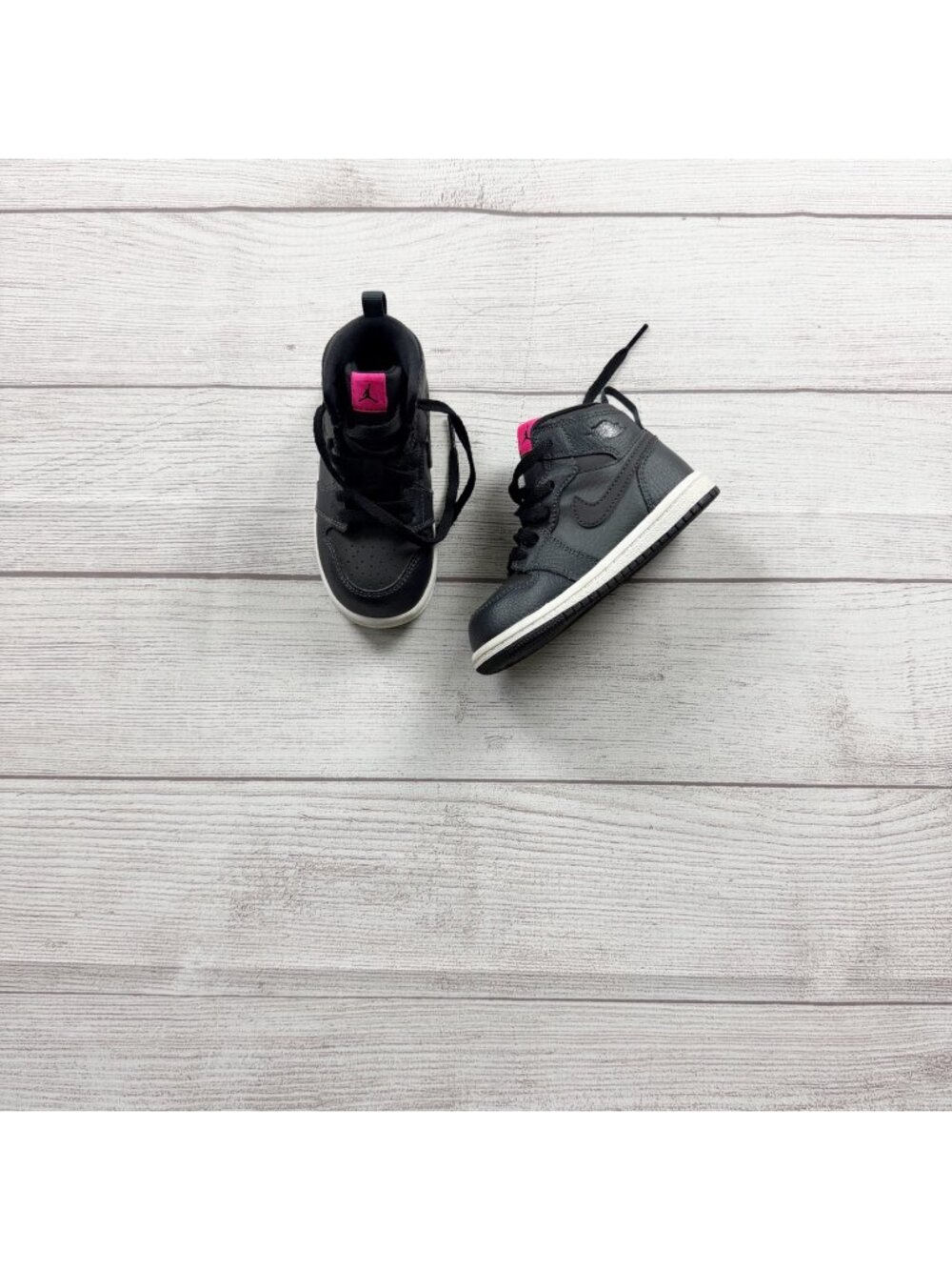 Nike Air Jordan 1 Mid Black Pink Athletic Shoes Youth Toddler 7